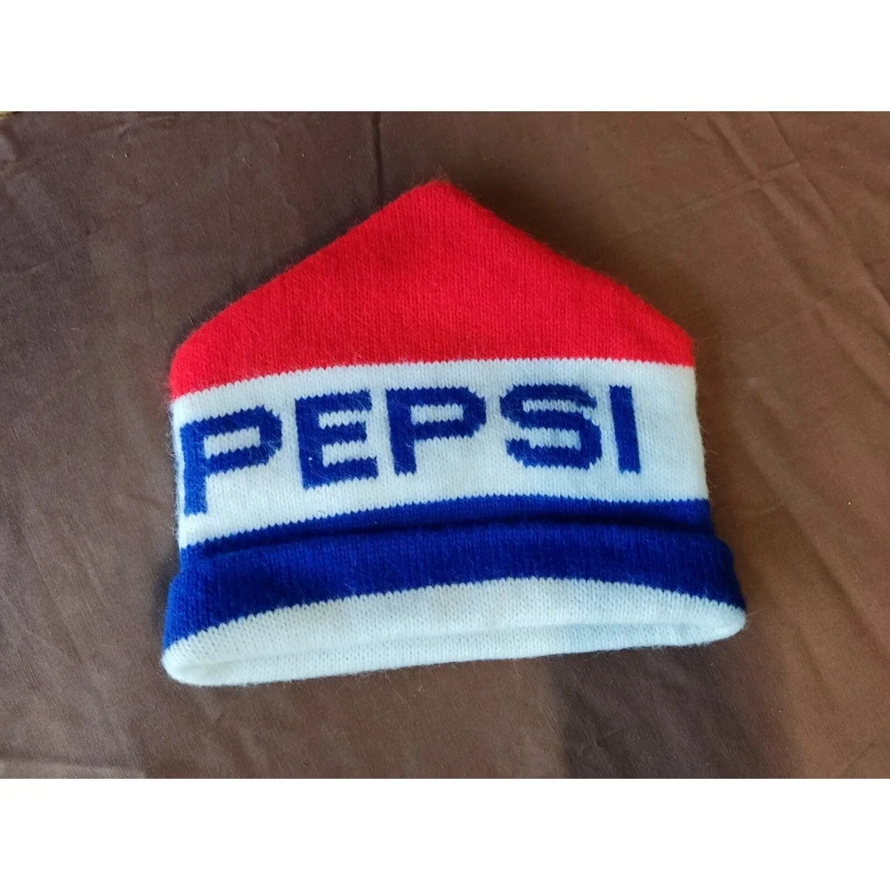 Vintage Pepsi Stocking Hat Cap Ski ‎ Winter Beanie 1970's 1980's